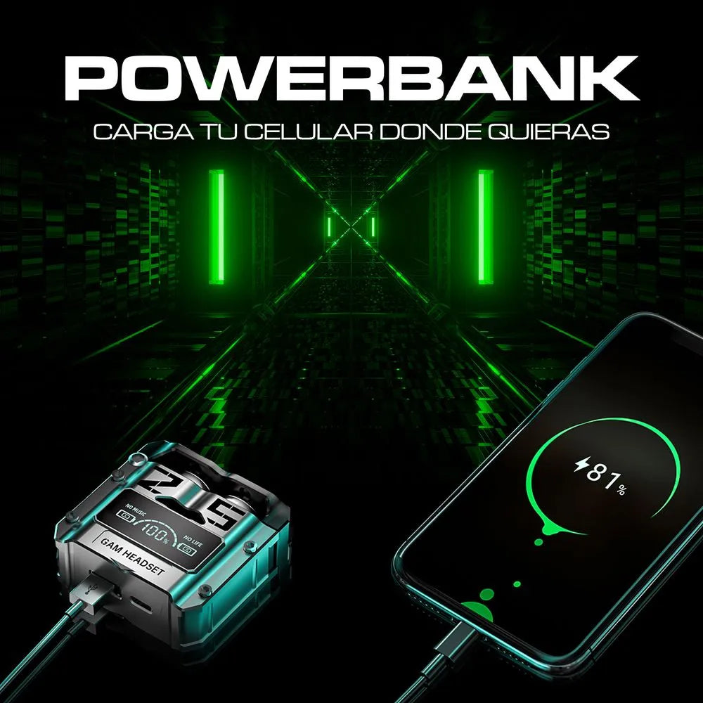 AUDIFONOS INALAMBRICOS M25 GAMER + POWER BANK